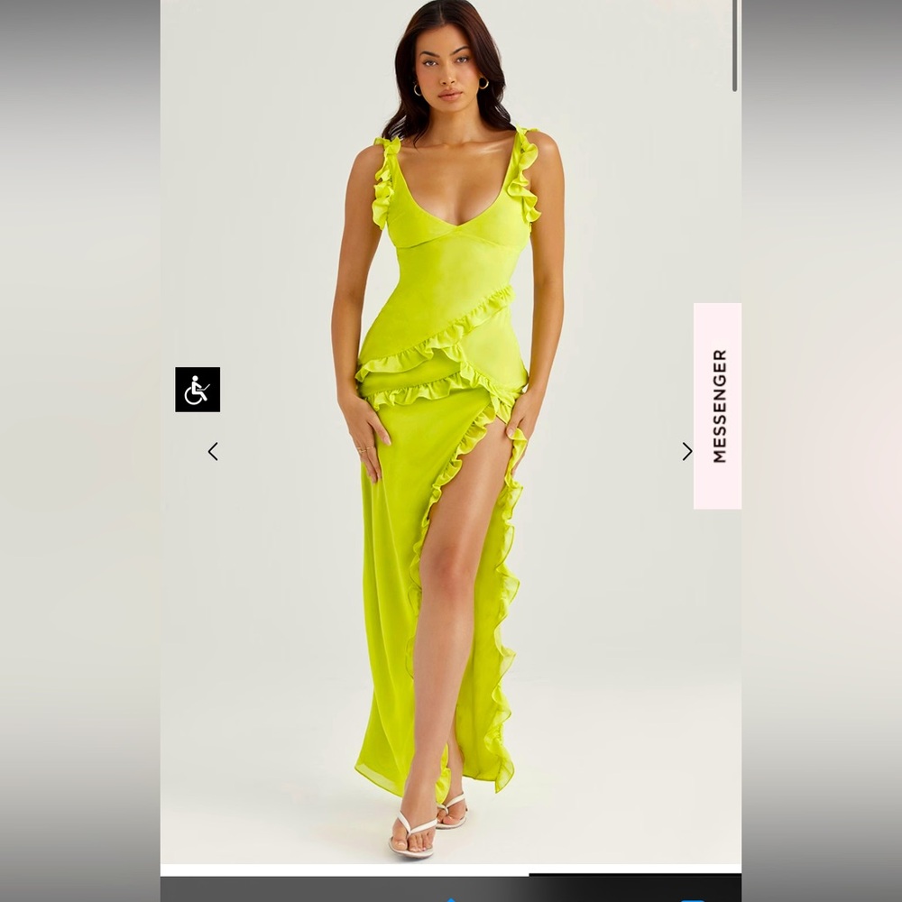 House of CB PIXIE LIME RUFFLE MAXI DRESS
